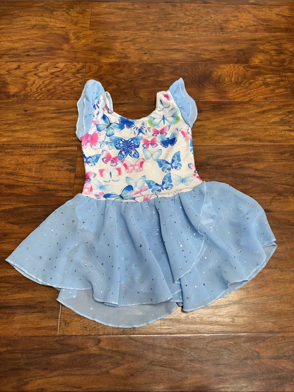 Light Blue Butterfly Print Tulle Dance Costume
